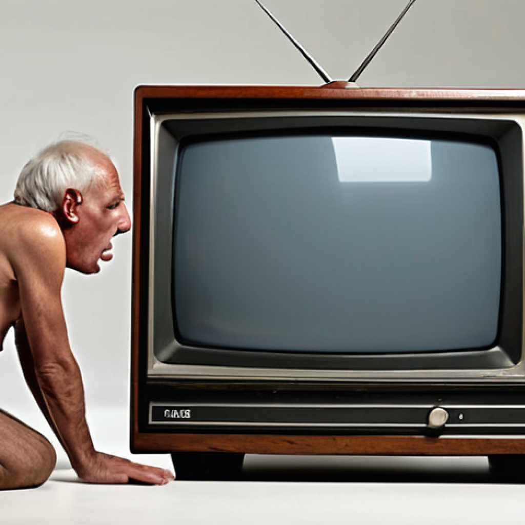**An old TV struggling to play an MP4 file, with a person looking frustrated.** (This represents the need to convert files for compatibility with older devices.)